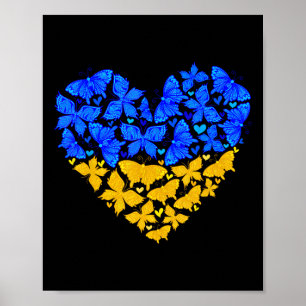 Ukraine Flag Butterfly Heart Vintage Ukrainian Lov Poster