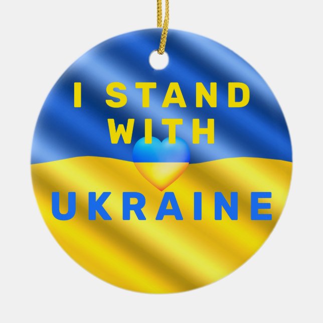 Ukraine Flag Christmas Ornament Freedom Peace (Front)