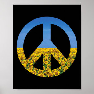 Ukraine Flag Colors Blue Skies Sunflower Field Pea Poster