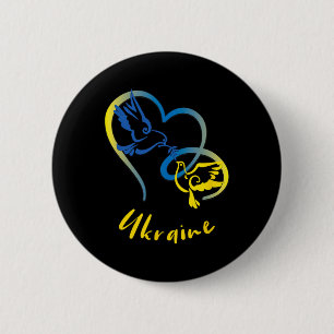 Ukraine Flag Colors Peace Doves And Hearts Peace I 6 Cm Round Badge