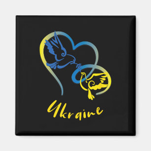 Ukraine Flag Colors Peace Doves And Hearts Peace I Magnet