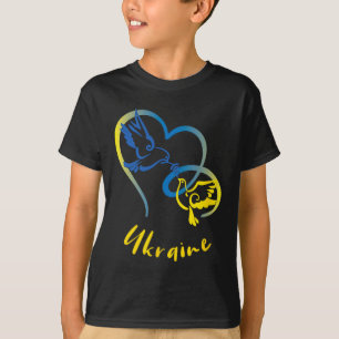 Ukraine Flag Colors Peace Doves And Hearts Peace I T-Shirt