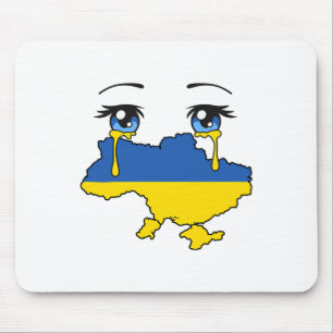 Ukraine Flag Crying Tears For Ukraine Mouse Pad