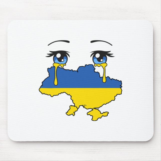 Ukraine Flag Crying Tears For Ukraine  Mouse Pad (Front)