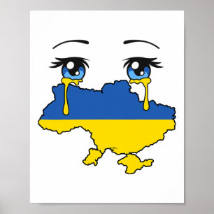 Ukraine Flag Crying Tears For Ukraine  Poster