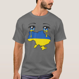 Ukraine Flag Crying Tears For Ukraine T-Shirt