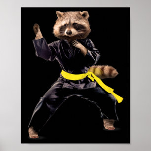 Ukraine Flag Cute Kungfu Racoon  Poster
