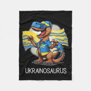Ukraine Flag Dinosaur Fleece Blanket