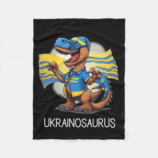 Ukraine Flag Dinosaur  Fleece Blanket (Front)