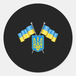 Ukraine Flag Emblem Coat Arms National Emblem Ukra Classic Round Sticker