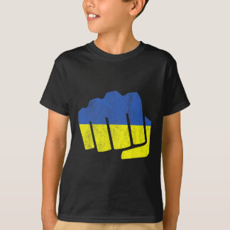 Ukraine Flag Fist. Stay Strong Ukraine. Blue And Y T-Shirt