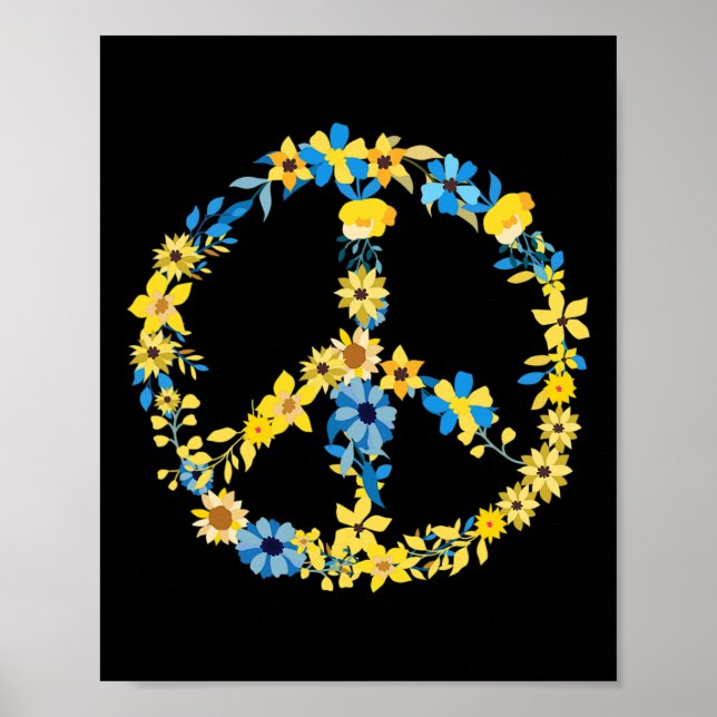 Ukraine Flag Flower Peace Heritage  Poster (Front)