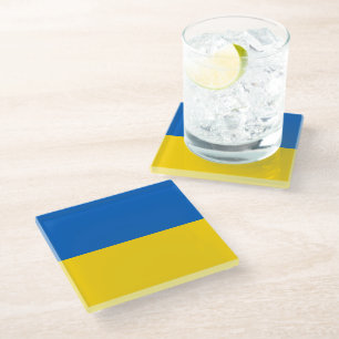 Ukraine flag glass coaster