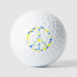 Ukraine Flag Golf Balls Peace Symbol - Freedom