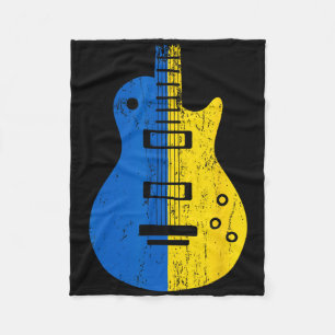 Ukraine Flag Guitar Vintage Musician Fleece Blanket