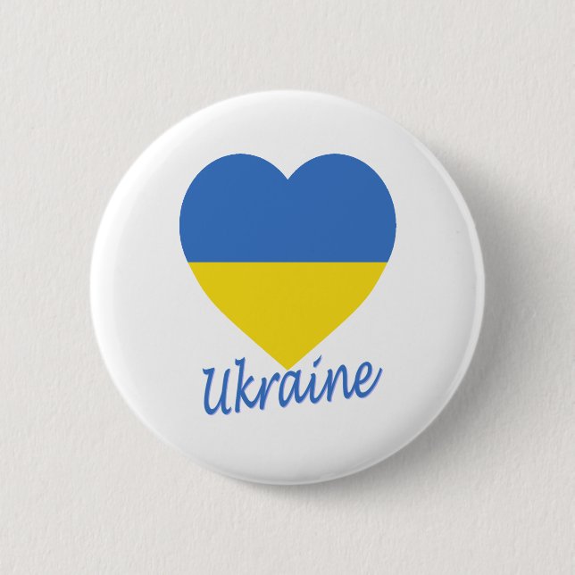 Ukraine Flag Heart 6 Cm Round Badge (Front)
