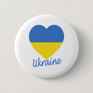 Ukraine Flag Heart 6 Cm Round Badge
