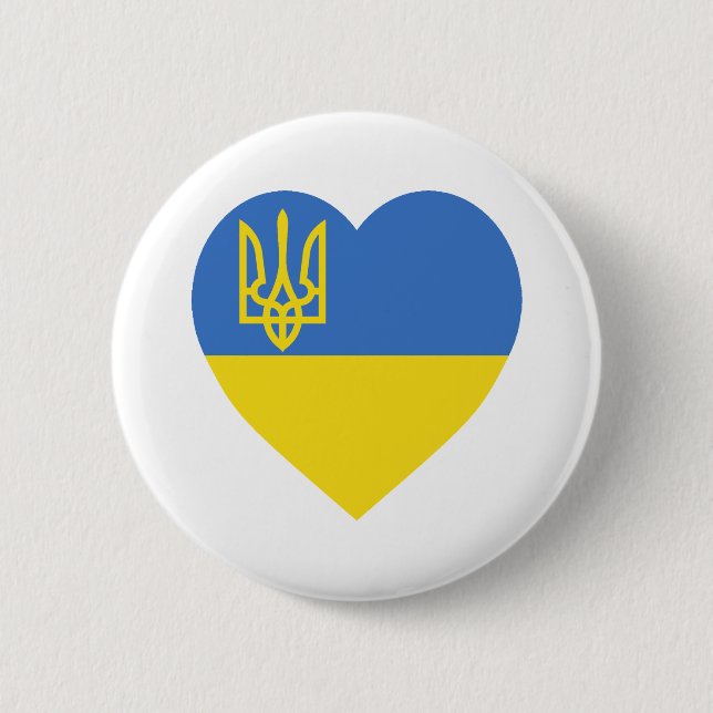 Ukraine Flag Heart 6 Cm Round Badge (Front)