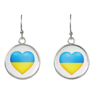 Ukraine Flag Heart Earrings - Support Freedom
