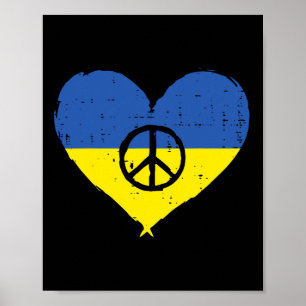 Ukraine Flag Heart Peace Sign Retro Ukrainian Wome