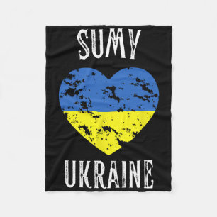 Ukraine Flag Heart Sumy City  Fleece Blanket