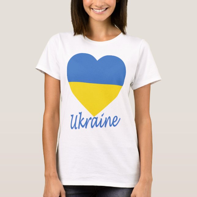 Ukraine Flag Heart T-Shirt (Front)