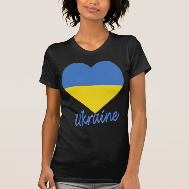 Ukraine Flag Heart T-Shirt (Front)