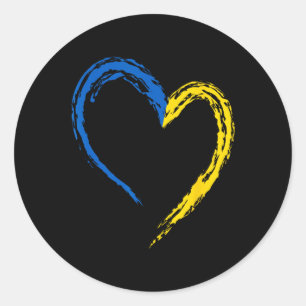 Ukraine Flag Heart Vintage Ukrainian Lovers Ukrain Classic Round Sticker