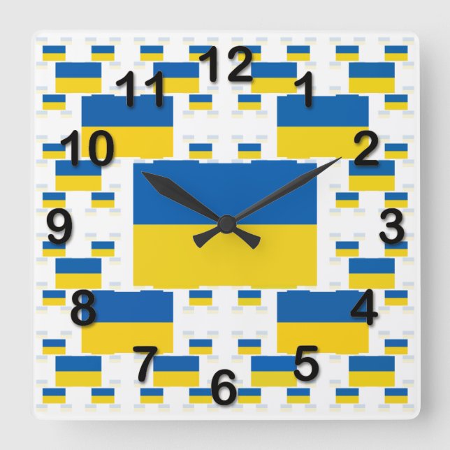 Ukraine Flag in Multiple Colorful Layers 2 Square Wall Clock (Front)