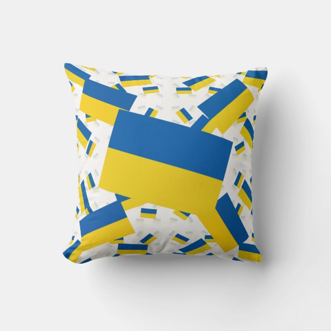 Ukraine Flag in Multiple Colourful Layers Askew Cushion (Front)