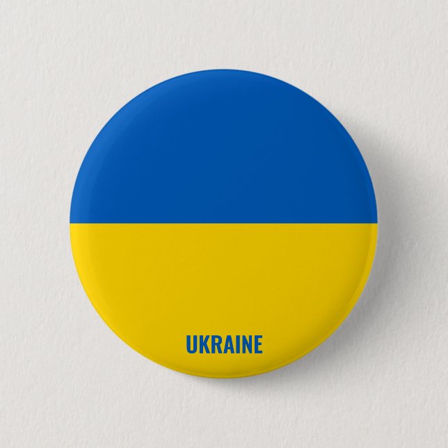 Ukraine Flag Inscription Blue Yellow 6 Cm Round Badge (Front)