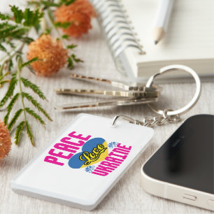 Ukraine Flag Inspired Peace Love Key Ring