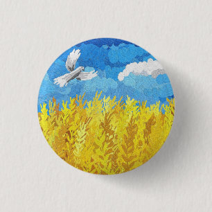 Ukraine Flag Landscape 3 Cm Round Badge