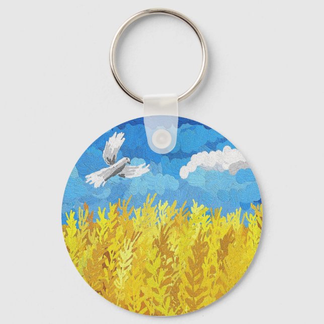 Ukraine Flag Landscape Key Ring (Front)