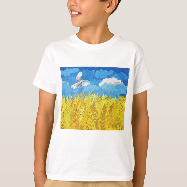 Ukraine Flag Landscape T-Shirt (Front)