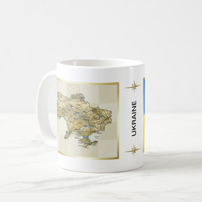 Ukraine Flag + Map Mug (Front Left)