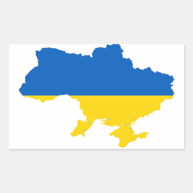 Ukraine Flag Map Rectangular Sticker (Front)