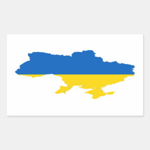 Ukraine Flag Map Rectangular Sticker
