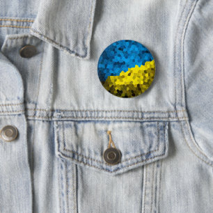 Ukraine flag mosaic 6 cm round badge