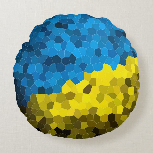Ukraine flag mosaic round cushion (Front)