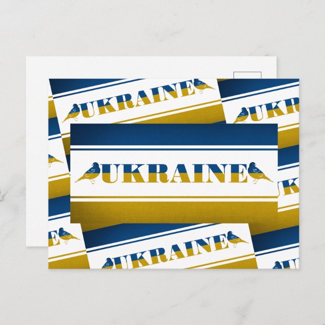 Ukraine Flag, National Nightingale Birds Postcard (Front/Back)