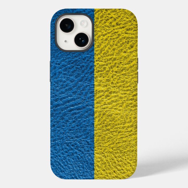 Ukraine flag on leather Case-Mate iPhone case (Back)