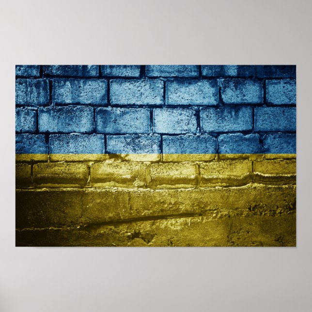 Ukraine flag on wall poster (Front)