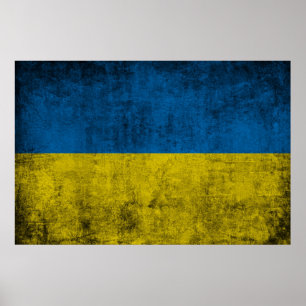 Ukraine flag on wall poster