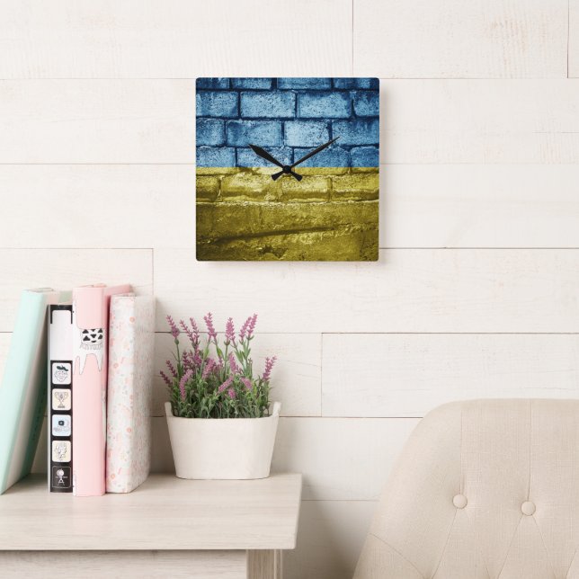 Ukraine flag on wall square wall clock (Reading Room)