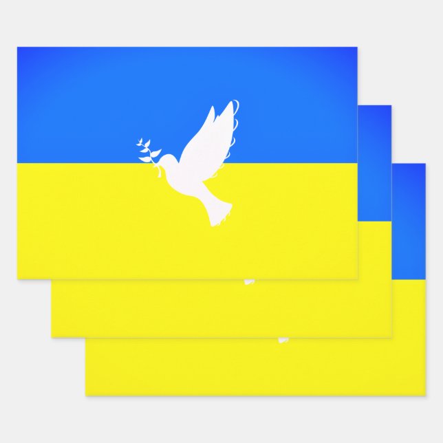 Ukraine Flag Peace Dove Gift Wrapping Paper Sheets (Set)