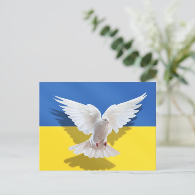 Ukraine Flag Peace Dove Postcard Freedom Support (Standing Front)