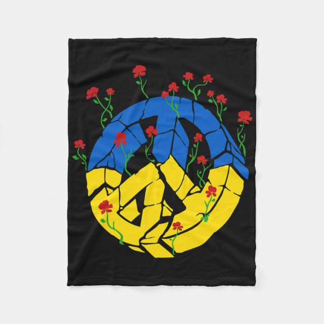 Ukraine Flag Peace Flowers  Fleece Blanket (Front)