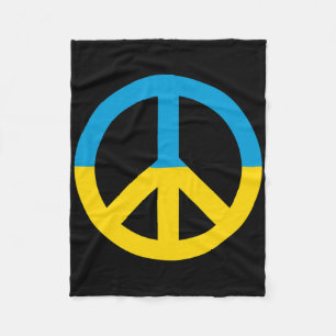 Ukraine Flag Peace Sign Fleece Blanket
