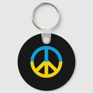 Ukraine Flag Peace Sign Key Ring